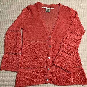 Max Studio Cardigan Sweater, coral color, size small